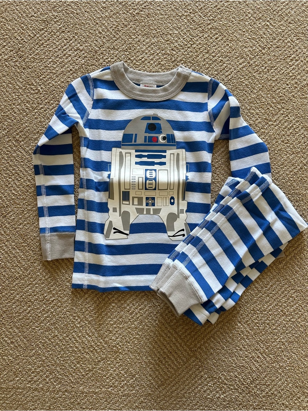 Hanna Andersson Blue & White Striped R2-D2 Pajama Set